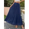 image:imagePRETTYGARDEN Long Skirts for Women Summer Vacation Outfits 2026 Spring Chiffon Elastic Waist Flowy ALine Pleated Midi SkirtDark Blue