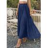image:imagePRETTYGARDEN Long Skirts for Women Summer Vacation Outfits 2026 Spring Chiffon Elastic Waist Flowy ALine Pleated Midi SkirtDark Blue
