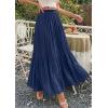 image:imagePRETTYGARDEN Long Skirts for Women Summer Vacation Outfits 2026 Spring Chiffon Elastic Waist Flowy ALine Pleated Midi SkirtDark Blue