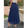 image:imagePRETTYGARDEN Long Skirts for Women Summer Vacation Outfits 2026 Spring Chiffon Elastic Waist Flowy ALine Pleated Midi SkirtDark Blue