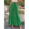 image:imagePRETTYGARDEN Long Skirts for Women Summer Vacation Outfits 2026 Spring Chiffon Elastic Waist Flowy ALine Pleated Midi SkirtGreen