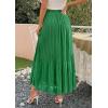 image:imagePRETTYGARDEN Long Skirts for Women Summer Vacation Outfits 2026 Spring Chiffon Elastic Waist Flowy ALine Pleated Midi SkirtGreen