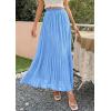 image:imagePRETTYGARDEN Long Skirts for Women Summer Vacation Outfits 2026 Spring Chiffon Elastic Waist Flowy ALine Pleated Midi SkirtLight Blue