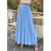image:imagePRETTYGARDEN Long Skirts for Women Summer Vacation Outfits 2026 Spring Chiffon Elastic Waist Flowy ALine Pleated Midi SkirtLight Blue