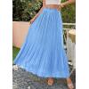 image:imagePRETTYGARDEN Long Skirts for Women Summer Vacation Outfits 2026 Spring Chiffon Elastic Waist Flowy ALine Pleated Midi SkirtLight Blue