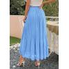 image:imagePRETTYGARDEN Long Skirts for Women Summer Vacation Outfits 2026 Spring Chiffon Elastic Waist Flowy ALine Pleated Midi SkirtLight Blue