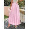 image:imagePRETTYGARDEN Long Skirts for Women Summer Vacation Outfits 2026 Spring Chiffon Elastic Waist Flowy ALine Pleated Midi SkirtPink