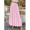 image:imagePRETTYGARDEN Long Skirts for Women Summer Vacation Outfits 2026 Spring Chiffon Elastic Waist Flowy ALine Pleated Midi SkirtPink