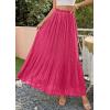 image:imagePRETTYGARDEN Long Skirts for Women Summer Vacation Outfits 2026 Spring Chiffon Elastic Waist Flowy ALine Pleated Midi SkirtRose Red