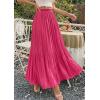image:imagePRETTYGARDEN Long Skirts for Women Summer Vacation Outfits 2026 Spring Chiffon Elastic Waist Flowy ALine Pleated Midi SkirtRose Red