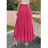 image:imagePRETTYGARDEN Long Skirts for Women Summer Vacation Outfits 2026 Spring Chiffon Elastic Waist Flowy ALine Pleated Midi SkirtRose Red