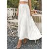 image:imagePRETTYGARDEN Long Skirts for Women Summer Vacation Outfits 2026 Spring Chiffon Elastic Waist Flowy ALine Pleated Midi SkirtWhite