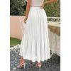 image:imagePRETTYGARDEN Long Skirts for Women Summer Vacation Outfits 2026 Spring Chiffon Elastic Waist Flowy ALine Pleated Midi SkirtWhite