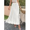 image:imagePRETTYGARDEN Long Skirts for Women Summer Vacation Outfits 2026 Spring Chiffon Elastic Waist Flowy ALine Pleated Midi SkirtWhite