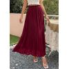 image:imagePRETTYGARDEN Long Skirts for Women Summer Vacation Outfits 2026 Spring Chiffon Elastic Waist Flowy ALine Pleated Midi SkirtWine Red