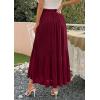 image:imagePRETTYGARDEN Long Skirts for Women Summer Vacation Outfits 2026 Spring Chiffon Elastic Waist Flowy ALine Pleated Midi SkirtWine Red