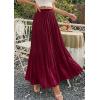 image:imagePRETTYGARDEN Long Skirts for Women Summer Vacation Outfits 2026 Spring Chiffon Elastic Waist Flowy ALine Pleated Midi SkirtWine Red