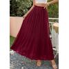 image:imagePRETTYGARDEN Long Skirts for Women Summer Vacation Outfits 2026 Spring Chiffon Elastic Waist Flowy ALine Pleated Midi SkirtWine Red