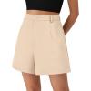 image:imagePRETTYGARDEN Shorts for Women Dressy 2026 Summer Elastic High Waisted Wide Leg Business Casual Work Shorts with PocketsApricot
