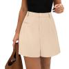 image:imagePRETTYGARDEN Shorts for Women Dressy 2026 Summer Elastic High Waisted Wide Leg Business Casual Work Shorts with PocketsApricot