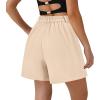 image:imagePRETTYGARDEN Shorts for Women Dressy 2026 Summer Elastic High Waisted Wide Leg Business Casual Work Shorts with PocketsApricot