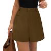 image:imagePRETTYGARDEN Shorts for Women Dressy 2026 Summer Elastic High Waisted Wide Leg Business Casual Work Shorts with PocketsDark Khaki