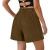 image:imagePRETTYGARDEN Shorts for Women Dressy 2026 Summer Elastic High Waisted Wide Leg Business Casual Work Shorts with PocketsDark Khaki