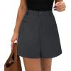 image:imagePRETTYGARDEN Shorts for Women Dressy 2026 Summer Elastic High Waisted Wide Leg Business Casual Work Shorts with PocketsGrey