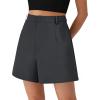 image:imagePRETTYGARDEN Shorts for Women Dressy 2026 Summer Elastic High Waisted Wide Leg Business Casual Work Shorts with PocketsGrey