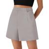 image:imagePRETTYGARDEN Shorts for Women Dressy 2026 Summer Elastic High Waisted Wide Leg Business Casual Work Shorts with PocketsLight Grey