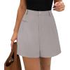 image:imagePRETTYGARDEN Shorts for Women Dressy 2026 Summer Elastic High Waisted Wide Leg Business Casual Work Shorts with PocketsLight Grey