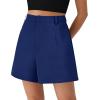 image:imagePRETTYGARDEN Shorts for Women Dressy 2026 Summer Elastic High Waisted Wide Leg Business Casual Work Shorts with PocketsNavy Blue
