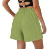 image:imagePRETTYGARDEN Shorts for Women Dressy 2026 Summer Elastic High Waisted Wide Leg Business Casual Work Shorts with PocketsTender Green