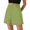 image:imagePRETTYGARDEN Shorts for Women Dressy 2026 Summer Elastic High Waisted Wide Leg Business Casual Work Shorts with PocketsTender Green