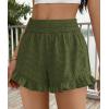 image:imagePRETTYGARDEN Shorts for Women Summer 2026 Beach Vacation Clothes Spring Elastic Waist Embroidered Ruffle Shorts with PocketsArmy Green