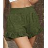 image:imagePRETTYGARDEN Shorts for Women Summer 2026 Beach Vacation Clothes Spring Elastic Waist Embroidered Ruffle Shorts with PocketsArmy Green