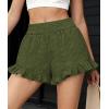 image:imagePRETTYGARDEN Shorts for Women Summer 2026 Beach Vacation Clothes Spring Elastic Waist Embroidered Ruffle Shorts with PocketsArmy Green