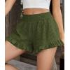 image:imagePRETTYGARDEN Shorts for Women Summer 2026 Beach Vacation Clothes Spring Elastic Waist Embroidered Ruffle Shorts with PocketsArmy Green