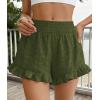 image:imagePRETTYGARDEN Shorts for Women Summer 2026 Beach Vacation Clothes Spring Elastic Waist Embroidered Ruffle Shorts with PocketsArmy Green