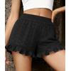image:imagePRETTYGARDEN Shorts for Women Summer 2026 Beach Vacation Clothes Spring Elastic Waist Embroidered Ruffle Shorts with PocketsBlack