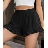 image:imagePRETTYGARDEN Shorts for Women Summer 2026 Beach Vacation Clothes Spring Elastic Waist Embroidered Ruffle Shorts with PocketsBlack
