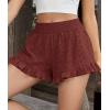image:imagePRETTYGARDEN Shorts for Women Summer 2026 Beach Vacation Clothes Spring Elastic Waist Embroidered Ruffle Shorts with PocketsBrick Red