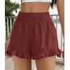 image:imagePRETTYGARDEN Shorts for Women Summer 2026 Beach Vacation Clothes Spring Elastic Waist Embroidered Ruffle Shorts with PocketsBrick Red