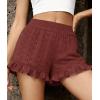 image:imagePRETTYGARDEN Shorts for Women Summer 2026 Beach Vacation Clothes Spring Elastic Waist Embroidered Ruffle Shorts with PocketsBrick Red