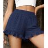 image:imagePRETTYGARDEN Shorts for Women Summer 2026 Beach Vacation Clothes Spring Elastic Waist Embroidered Ruffle Shorts with PocketsNavy