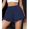image:imagePRETTYGARDEN Shorts for Women Summer 2026 Beach Vacation Clothes Spring Elastic Waist Embroidered Ruffle Shorts with PocketsNavy
