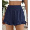 image:imagePRETTYGARDEN Shorts for Women Summer 2026 Beach Vacation Clothes Spring Elastic Waist Embroidered Ruffle Shorts with PocketsNavy