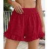 image:imagePRETTYGARDEN Shorts for Women Summer 2026 Beach Vacation Clothes Spring Elastic Waist Embroidered Ruffle Shorts with PocketsRed