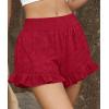 image:imagePRETTYGARDEN Shorts for Women Summer 2026 Beach Vacation Clothes Spring Elastic Waist Embroidered Ruffle Shorts with PocketsRed