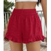 image:imagePRETTYGARDEN Shorts for Women Summer 2026 Beach Vacation Clothes Spring Elastic Waist Embroidered Ruffle Shorts with PocketsRed